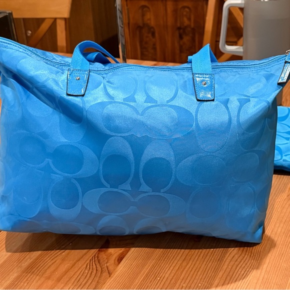 Coach Getaway Signature Nylon Weekender Bag Set -Bright Blue - Picture 11 of 16